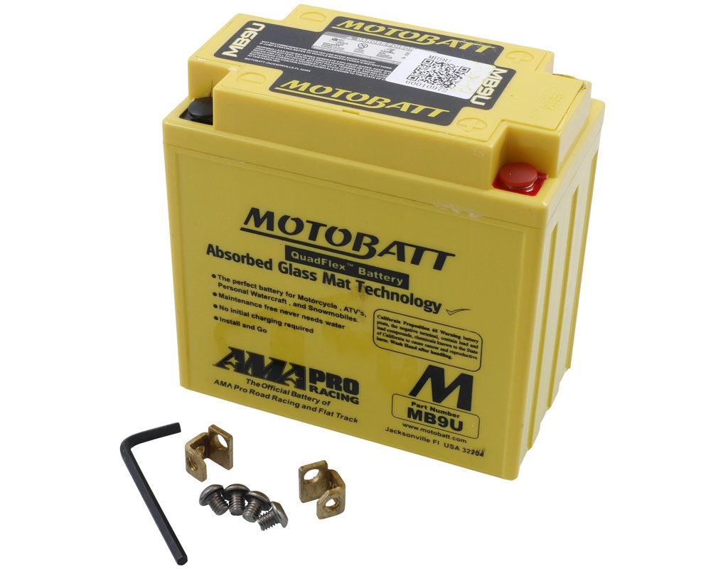 MOTOBATT Batterie 12 V 11 Ah (MB9U) [wartungsfrei & versiegelt] kompatibel für Cagiva Mito 525 SP N300AB 2007-2007 von MOTOBATT