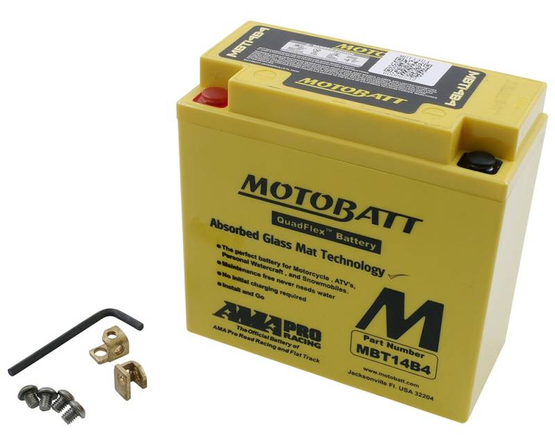 MOTOBATT Batterie 12 V 13 Ah (MBT14B4) [wartungsfrei & versiegelt] kompatibel für Yamaha XVS 1100 Dragstar VP057 2001-2002 von MOTOBATT