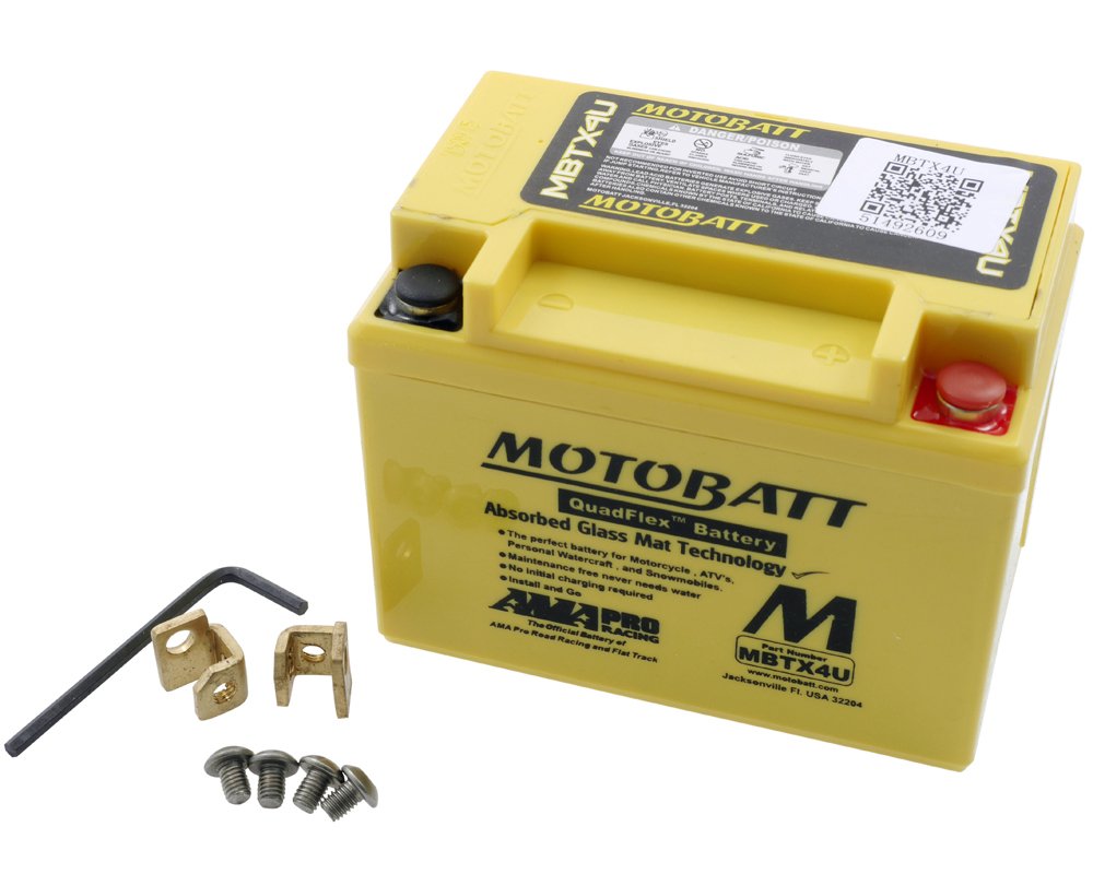 MOTOBATT Batterie 12 V 4,7 Ah (MBTX4U) [wartungsfrei & versiegelt] kompatibel für Honda NH 50 MS Lead AF01 1988-1995 von MOTOBATT