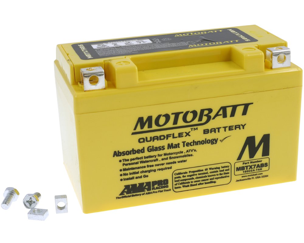 MOTOBATT Batterie 12 V 7 Ah (MBTX7ABS) [wartungsfrei & versiegelt] kompatibel für Suzuki UC 125 U Epicuro AX3111 1999-2000 von MOTOBATT