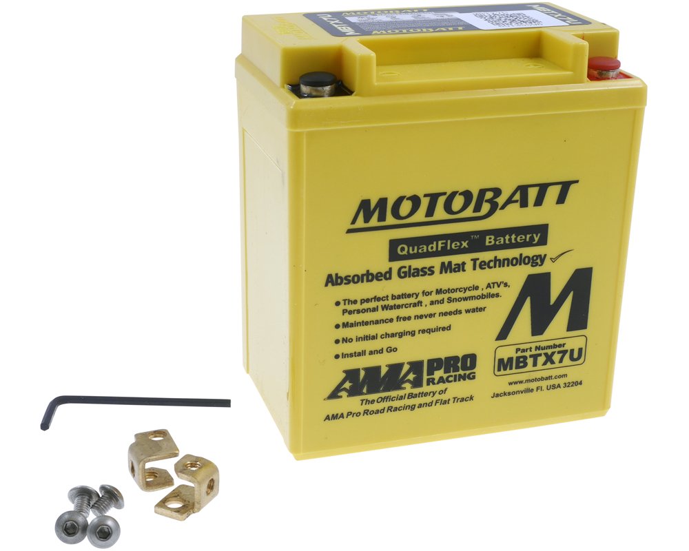 MOTOBATT Batterie 12 V 8 Ah (MBTX7U) [wartungsfrei & versiegelt] kompatibel für Piaggio LX 125 i.e. ZAPM68100 2010-2010 von MOTOBATT