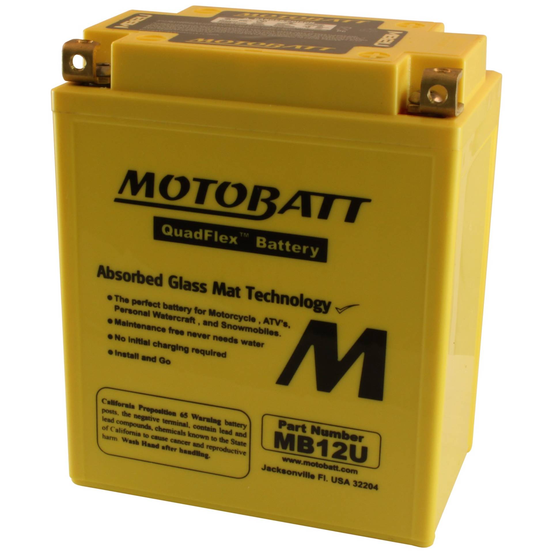 MotoBatt MB12U (12V 15 Amp) 160CCA Factory Activated QuadFlex AGM Battery von MOTOBATT
