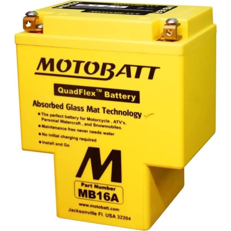 MotoBatt MB16A (12V 19 Amp) 200CCA Factory Activated QuadFlex AGM Battery von MOTOBATT