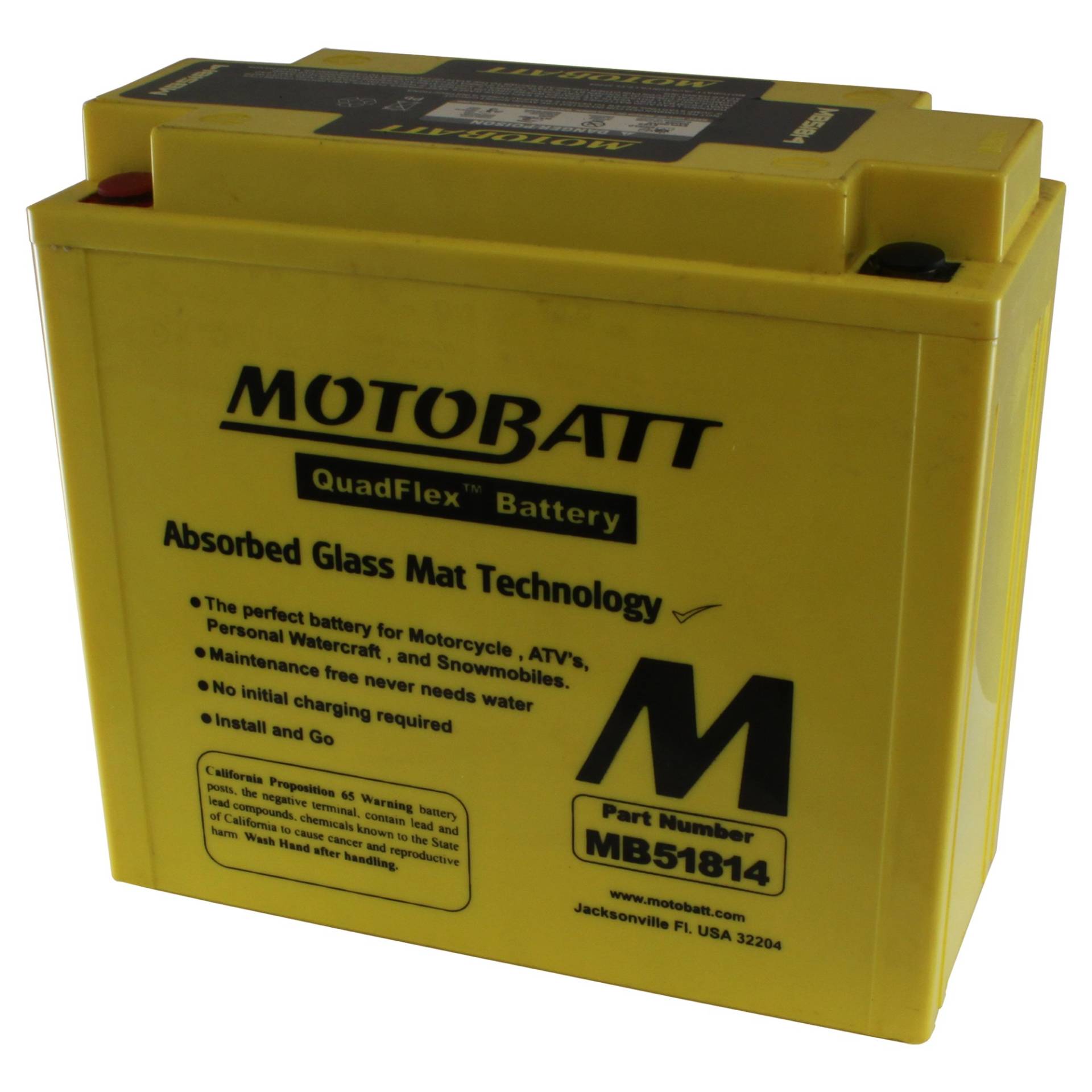 MotoBatt MB51814 (12V 22 Amp) 260CCA Factory Activated QuadFlex AGM Battery von MOTOBATT