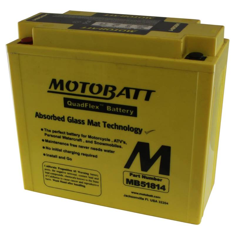 MotoBatt MB51814 (12V 22 Amp) 260CCA Factory Activated QuadFlex AGM Battery von MOTOBATT