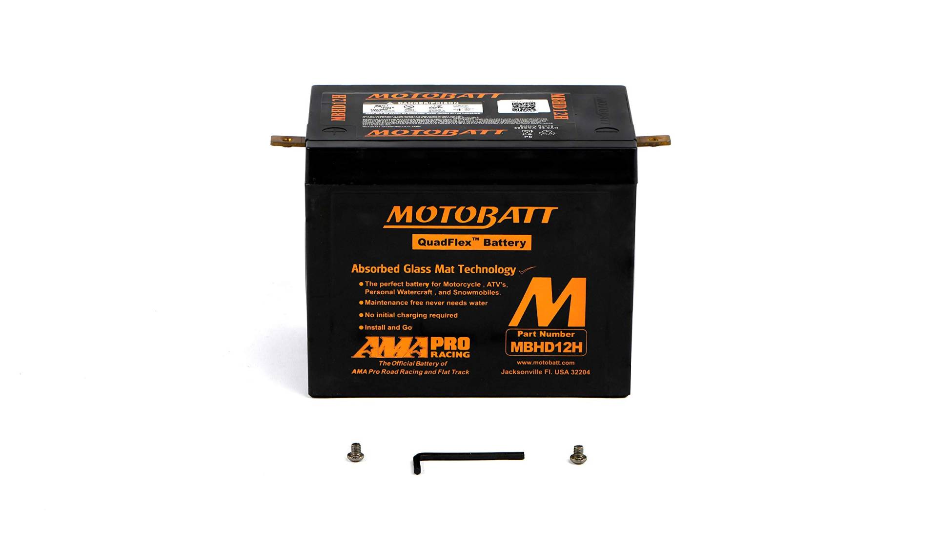 MotoBatt MBHD12H (12 V, 33 A) 390 CCA werkseitig aktivierte wartungsfreie QuadFlex AGM Batterie von MOTOBATT