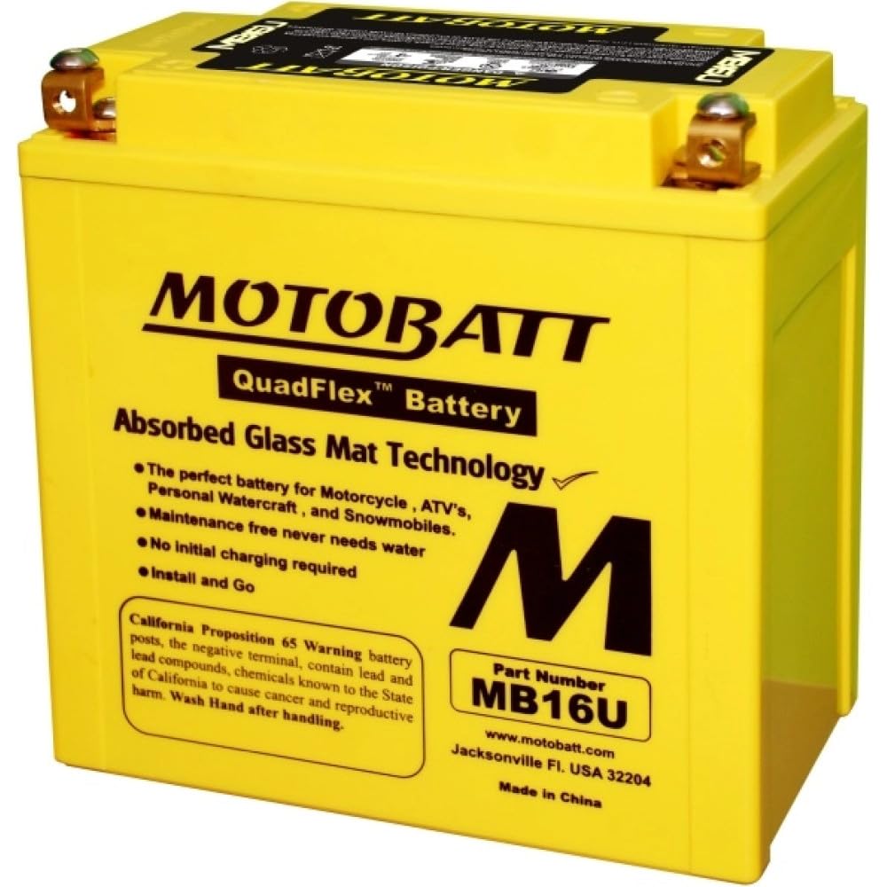 Motobatt Akku MB16U 12 V 20 AH CCA: 240 A YB16BA L 160 mm H 161 mm x B 90 mm von MOTOBATT