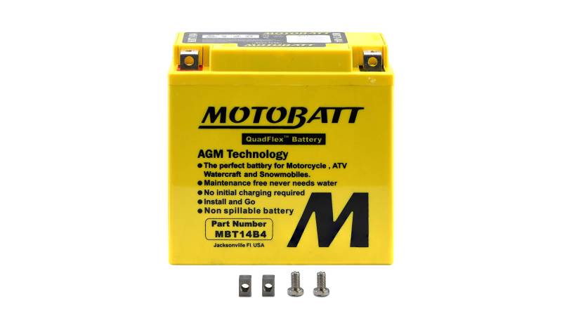Motobatt Batterie MBT14B4 12V 13AH CCA:175A YT14BBS, YT14B4 L:150mm x H:145mm x W:70mm von Motobatt