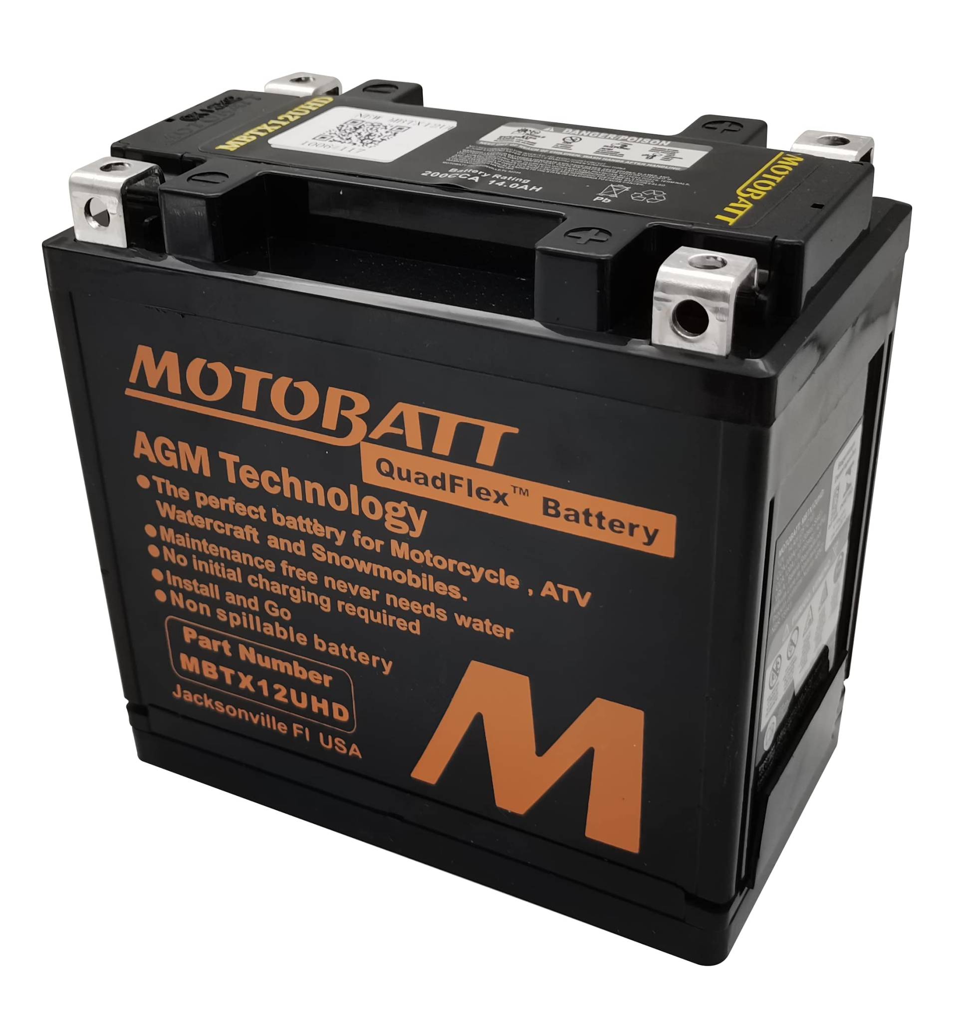 Motobatt MBTX12U AGM Batterie, Gelb von MOTOBATT