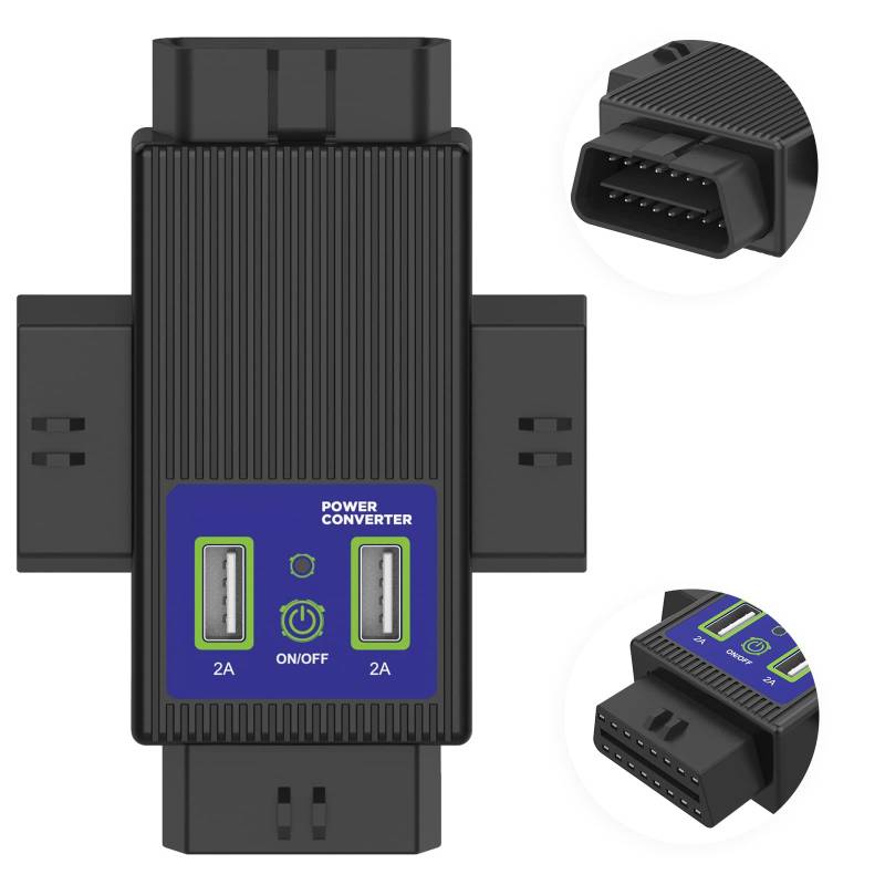 MOTOCOCHE OBD2 1-zu-3 Kabel Splitter Adapter OBD2-Konverteradapter 16 Pin Stecker zu 3 Buchsen Power Converter, Pocket OBDII Converter Adapter mit 2 USB Ports für Diagnostic Extender von MOTOCOCHE