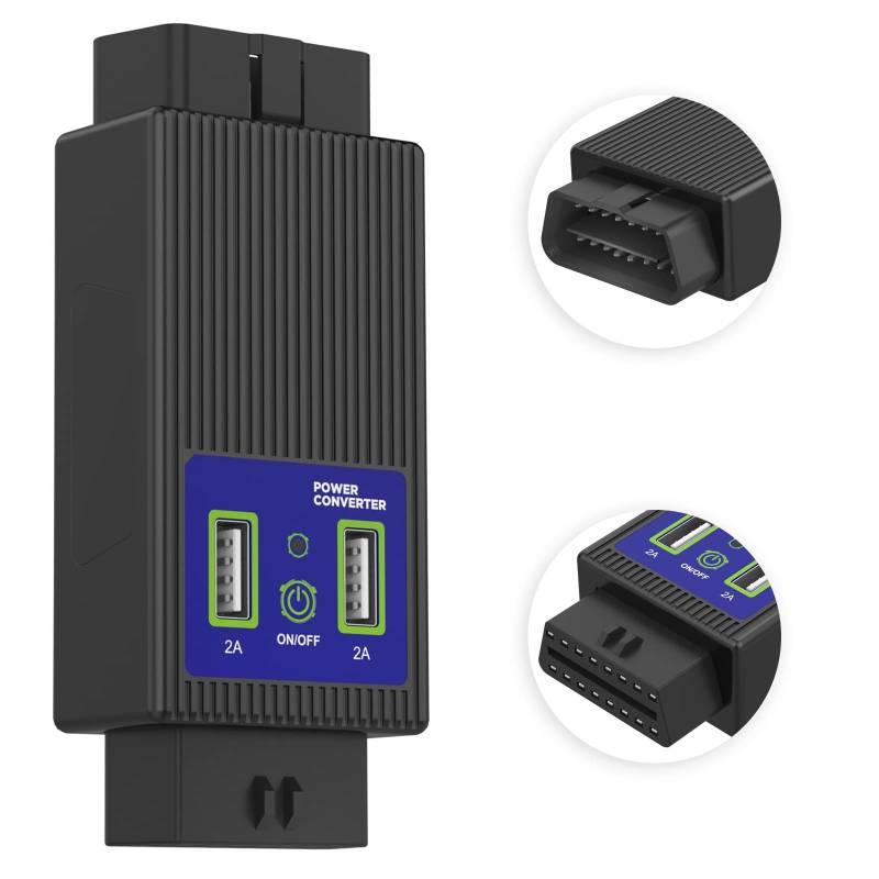 OBD2-Konverteradapter Kabel Splitter Adapter - MOTOCOCHE OBDII 16 Pin Stecker zu Buchse Power Converter mit 2 USB Ports für Diagnose Extender von MOTOCOCHE