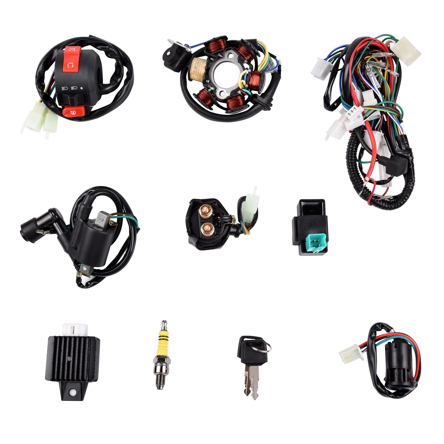 Komplette Elektrik-Statorspule CDI-Kabelbaum Zündkerze Quad, Kabelbaum CDI Kabelbaum Magnetspulengleichrichter CDI-Kit Passend, ATV QUAD für 50cc 70cc 110cc ATV Quad Bike Komplette Elektrik-Statorspule CDI-Kabelbaum Zündkerze Quad, Kabelbaum CDI Kabelbaum Magnetspulengleichrichter CDI-Kit Passend, ATV QUAD für 50cc 70cc 110cc ATV Quad Bike von MOTOLIMO