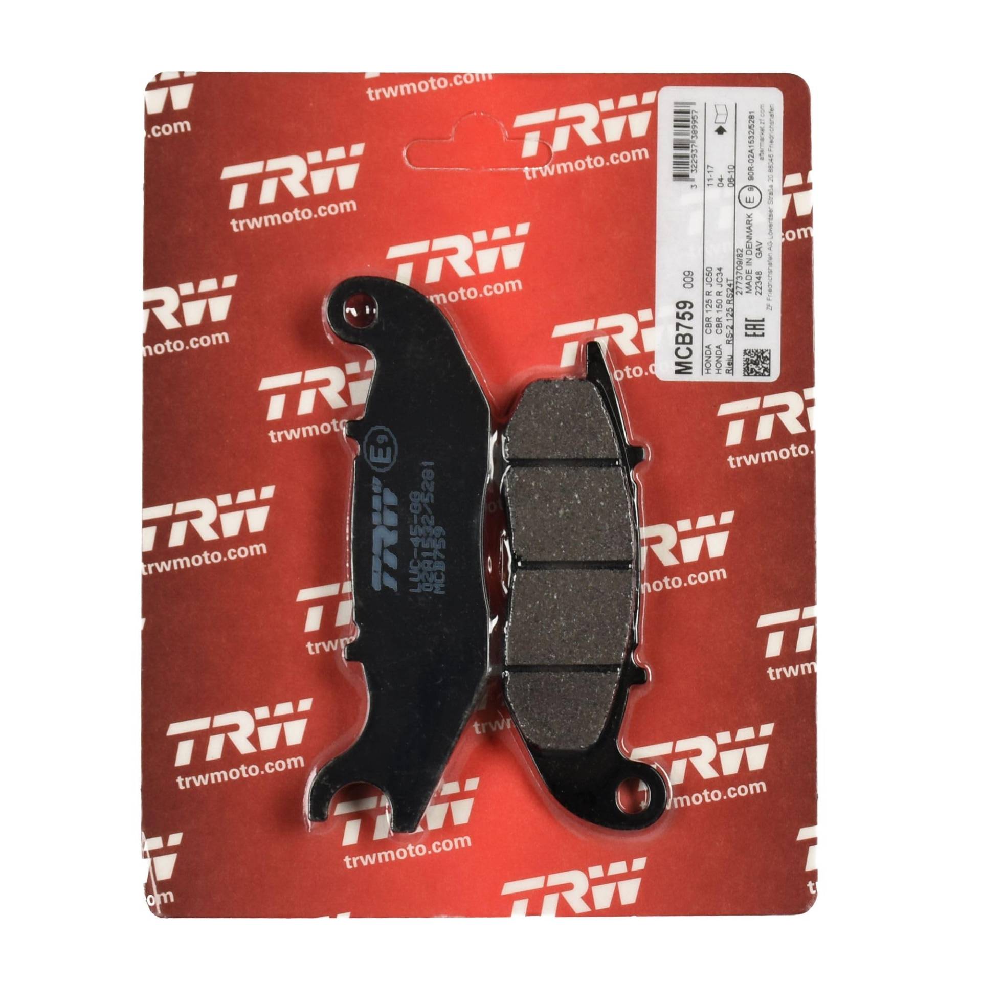 Bremsbelag TRW organischer Allround-Bremsbelag passend für Honda CBF 125 JC40 08-15 vorne von MOTOMENT