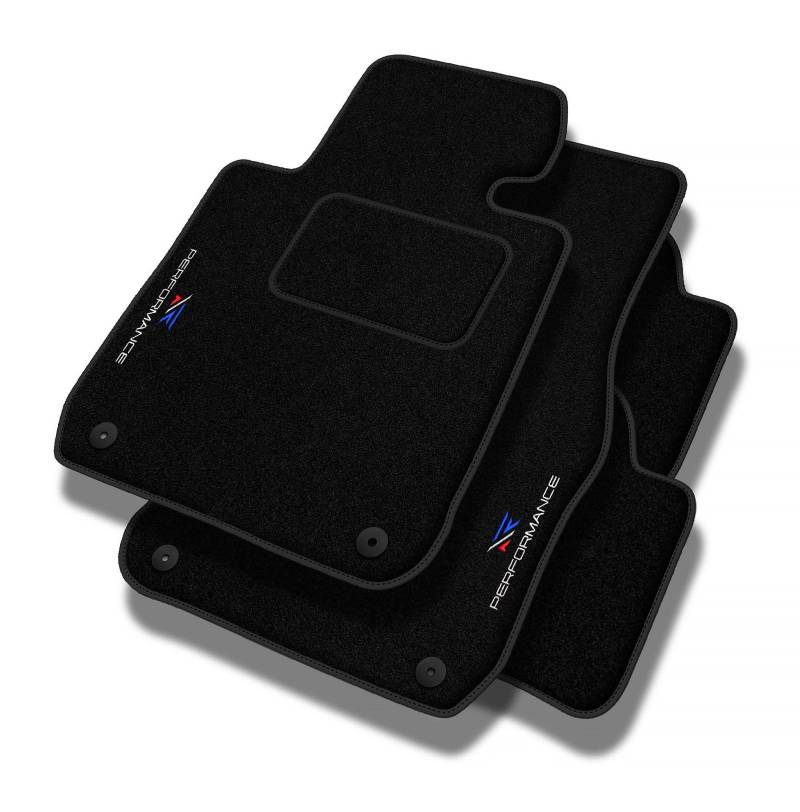 PERFORMANCE Personalisierte Velours Fußmatten Auto passend für Citroen C5 I 2004-2008 - Standard, Perforiert, blau weiß rot -Präzise CNC-Stickerei, Design-Lochpaspel, Auto Fußmatten - Perfekt für Auto von MOTOS