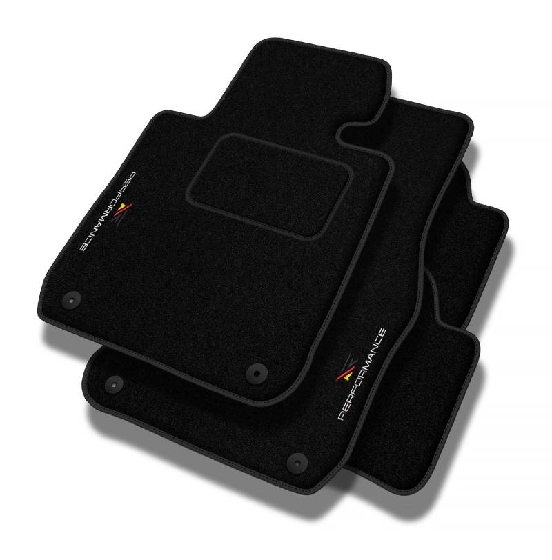 PERFORMANCE Personalisierte Velours Fußmatten Auto passend für Smart Fortwo II 2007-2014 - Standard, Perforiert, schwarz, rot und gelb -Präzise CNC-Stickerei, Design-Lochpaspel, Auto Fußmatten - Perfe von MOTOS