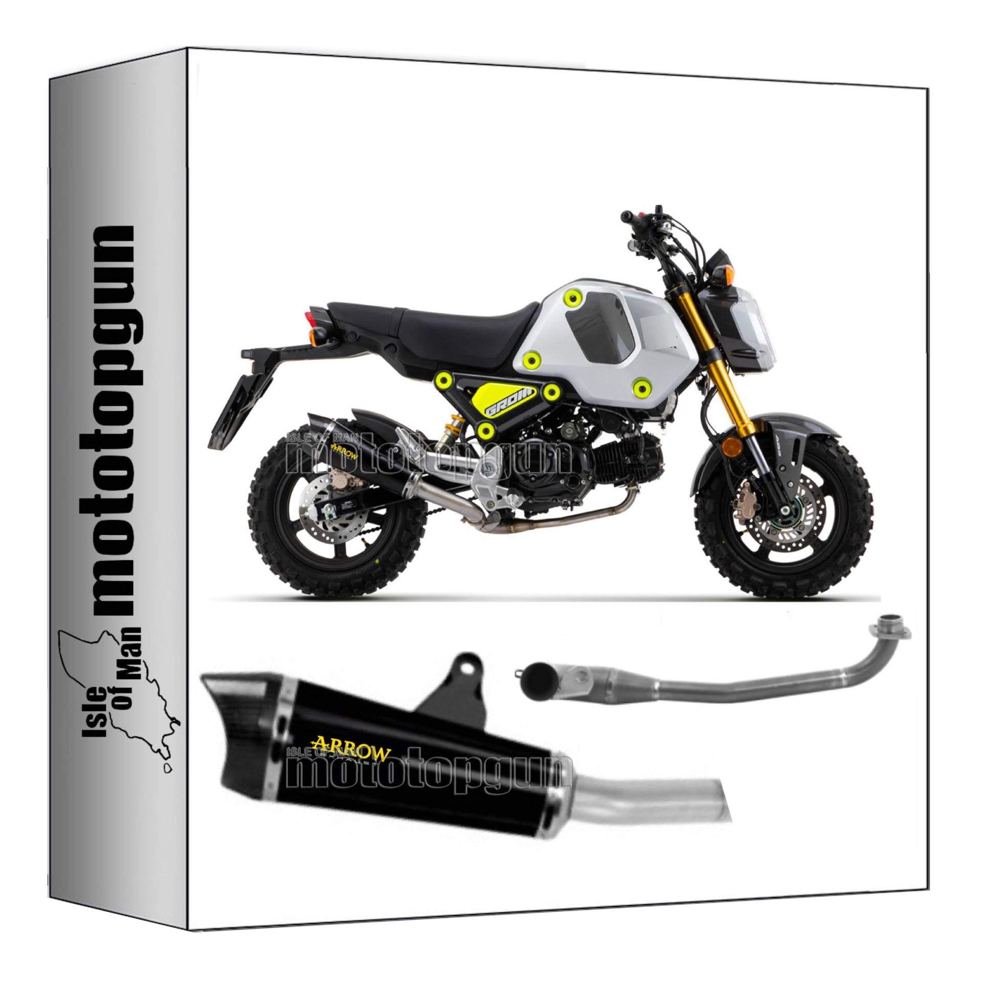 arrow 52511XKN + 52006MI komplettanlage kein kat x-kone nichrom schwarz endkappe carby kompatibel mit honda msx 125 grom 2021 2022 2023 mototopgun von MOTOTOPGUN