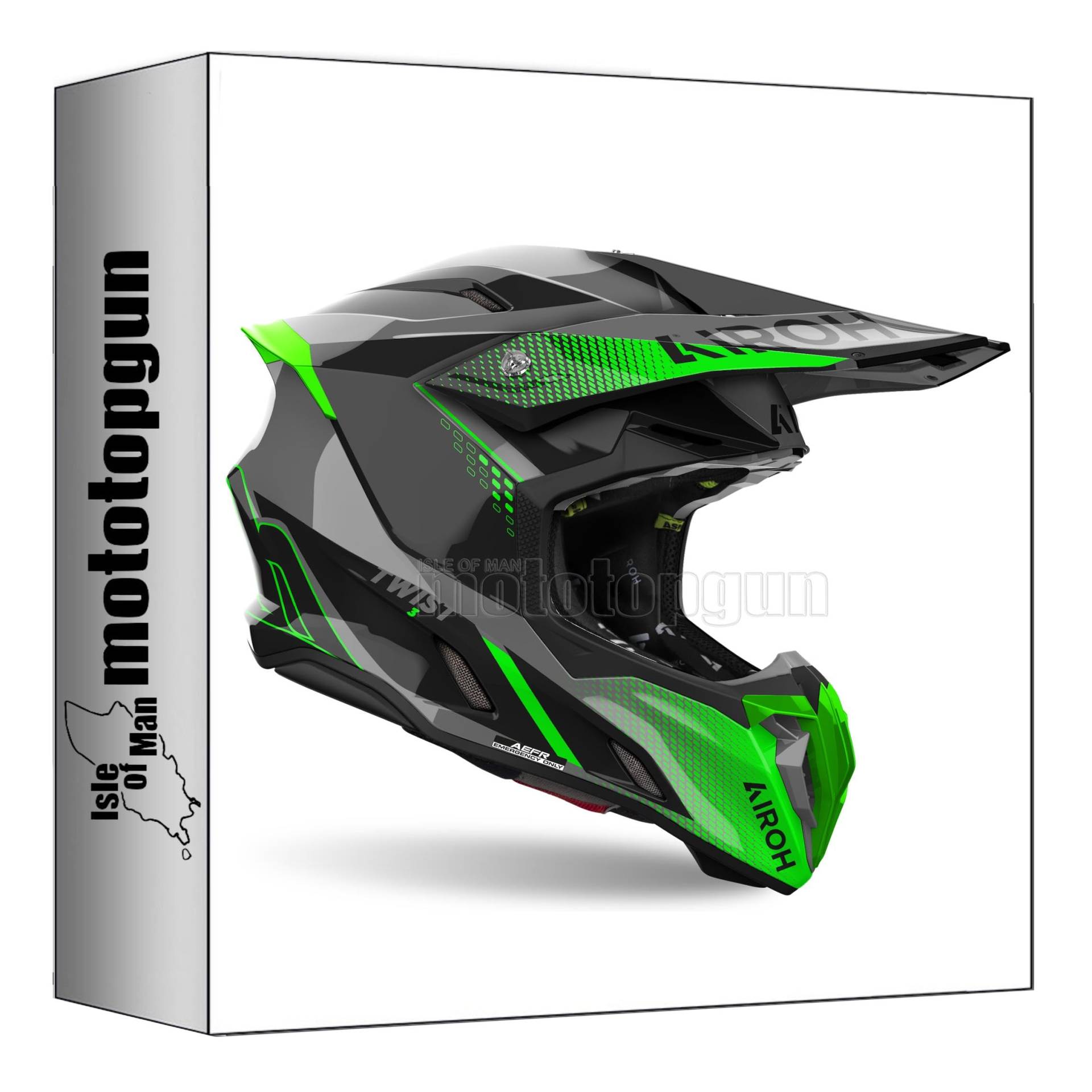 airoh Helm Motorrad Cross tw3s33 Twist 3 shard Grun Gloss sz. m mototopgun von MOTOTOPGUN