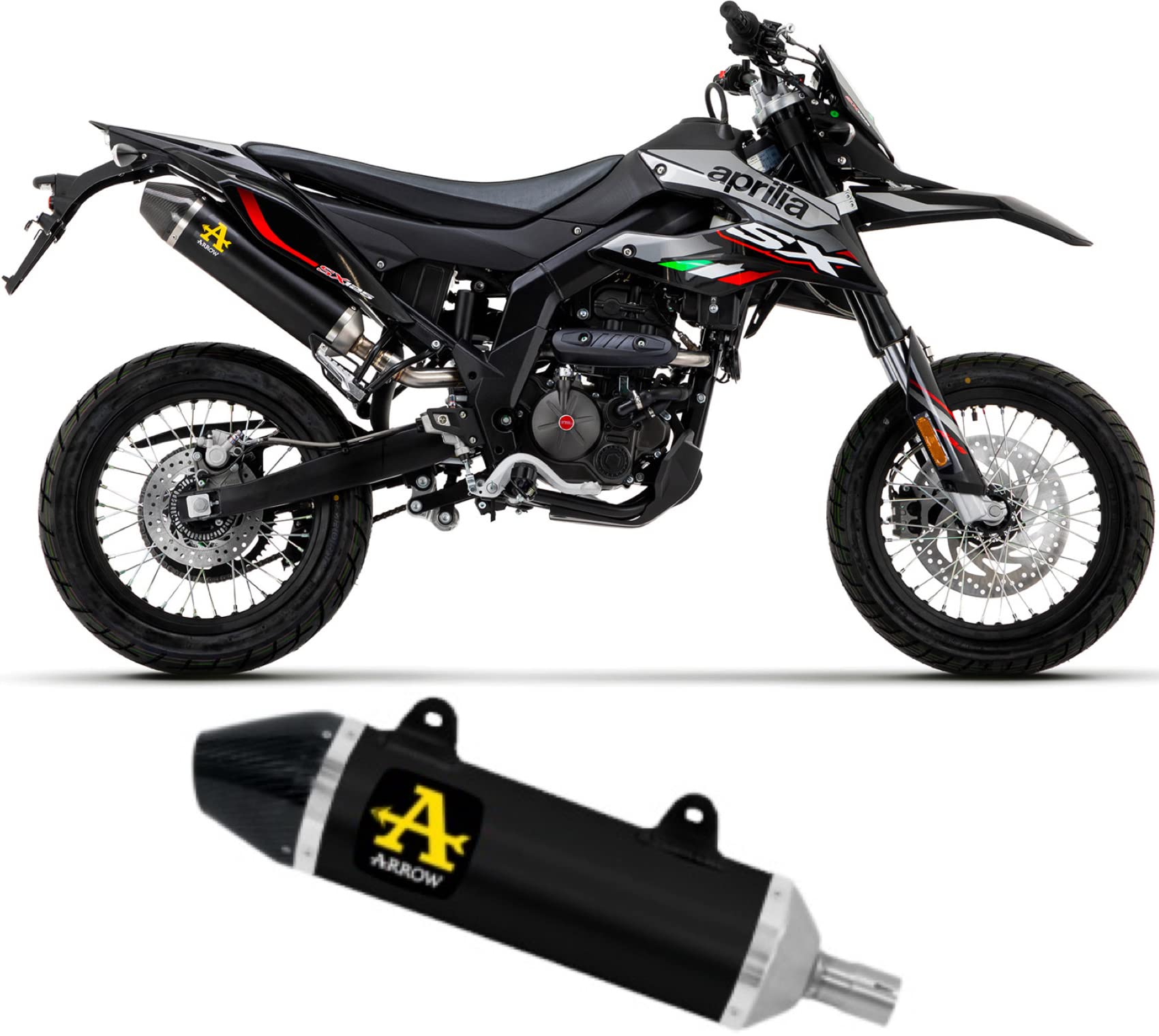 arrow 52510akn, schalldämpfer zugelassen thunder aluminium schwarz, endkappe carbon, kompatibel mit motorrad aprilia rx - sx 125 2021 2022 2023 mototopgun von MOTOTOPGUN