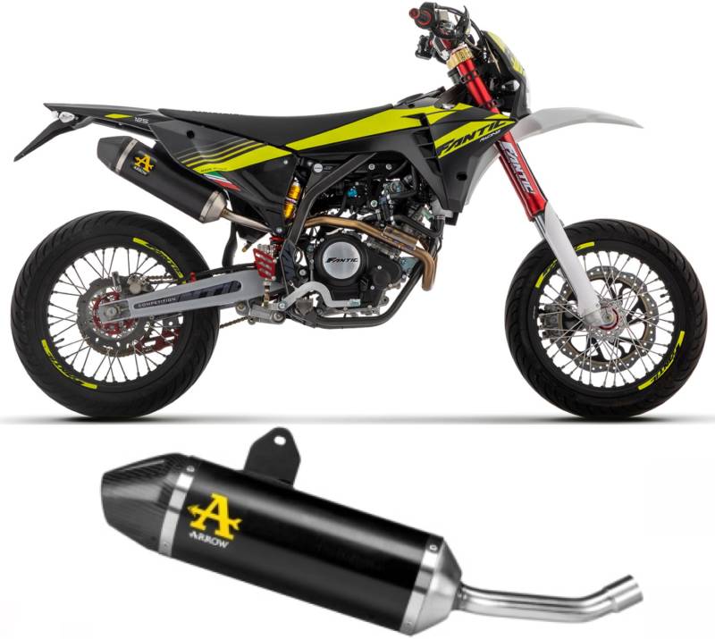 arrow 52512akn, schalldämpfer zugelassen thunder aluminium schwarz, endkappe carbon, kompatibel mit motorrad fantic motor xef/xmf 125 2023 mototopgun von MOTOTOPGUN