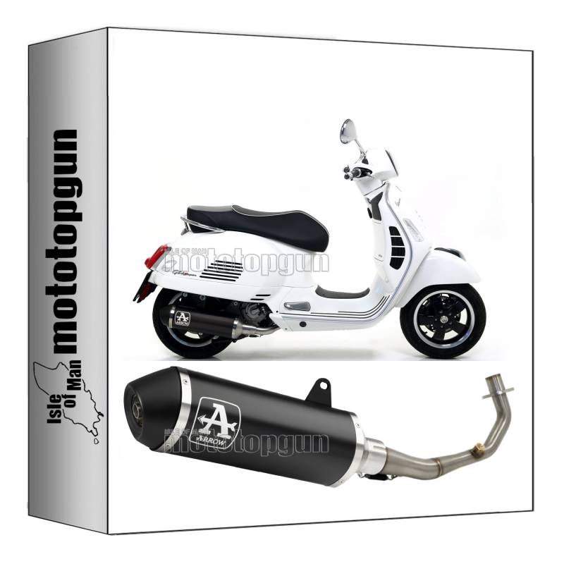 arrow 53505ANN + 53051MI komplettanlage kein kat urban aluminium schwarz endkappe edelstahl schwarz kompatibel mit piaggio vespa gts 125 2008 2009 2010 2011 2012 2013 2014 2015 2016 mototopgun von MOTOTOPGUN