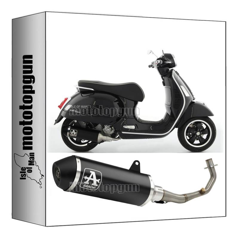 arrow 53536ANN + 53083MI komplettanlage kein kat urban aluminium schwarz endkappe aluminium schwarz kompatibel mit piaggio vespa gts 300 2021 2022 mototopgun von MOTOTOPGUN