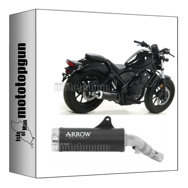 arrow 74504RBA auspuff zugelassen rebel aluminium schwarz endkappe aluminium kompatibel mit honda cmx 500 rebel 2023 2024 mototopgun von MOTOTOPGUN
