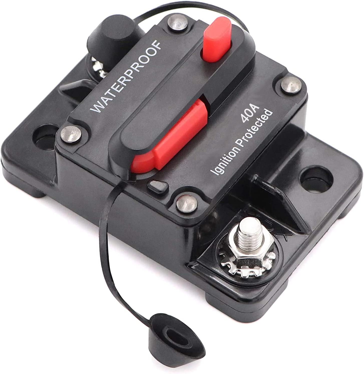 Schutzschalter 50-300A,DC12-48V Sicherungshalter Wasserdicht,Auto Leistungsschutzschalter mit Manueller Reset,Kfz Sicherung für Motor Auto Marine Boat Stereo Audio(40A) von MOTTDAM