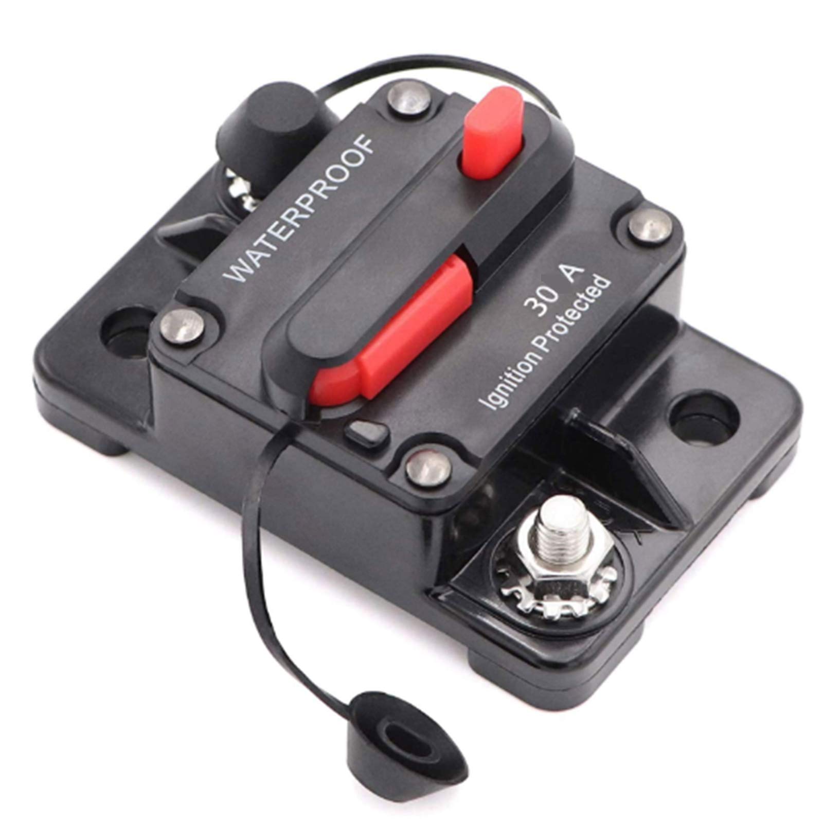 Schutzschalter 50-300A,DC12-48V Sicherungshalter Wasserdicht,Auto Leistungsschutzschalter mit Manueller Reset,Kfz Sicherung für Motor Auto Marine Boat Stereo Audio(30A) von MOTTDAM