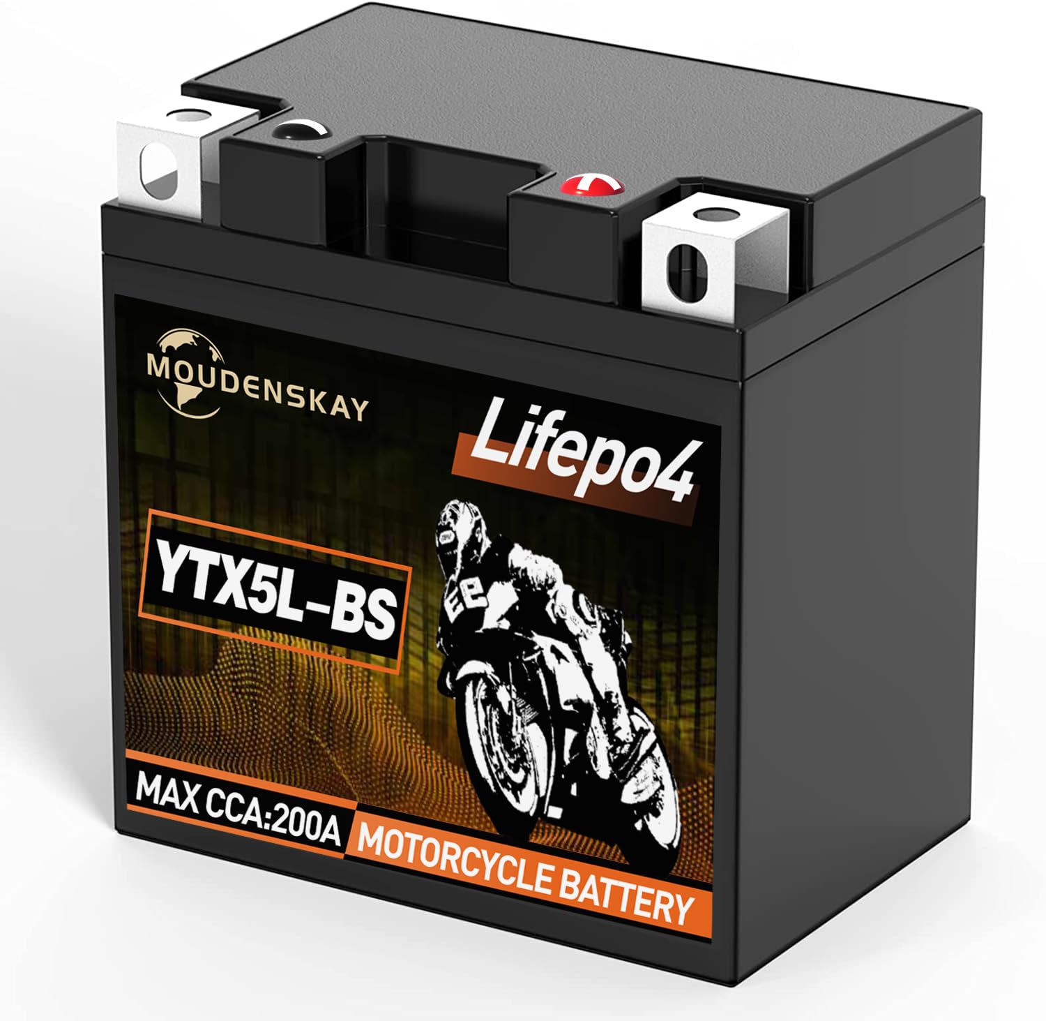 MOUDENSKAY Lithium Motorrad Batterie 12V Lithium Powersports Batterie mit BMS (YTX5L-BS 12.8V 2Ah 200CCA) LiFePO4 Motorrad Batterie Starterbatterien für Motorräder, ATV, UTV, Wasserfahrzeuge, etc von MOUDENSKAY