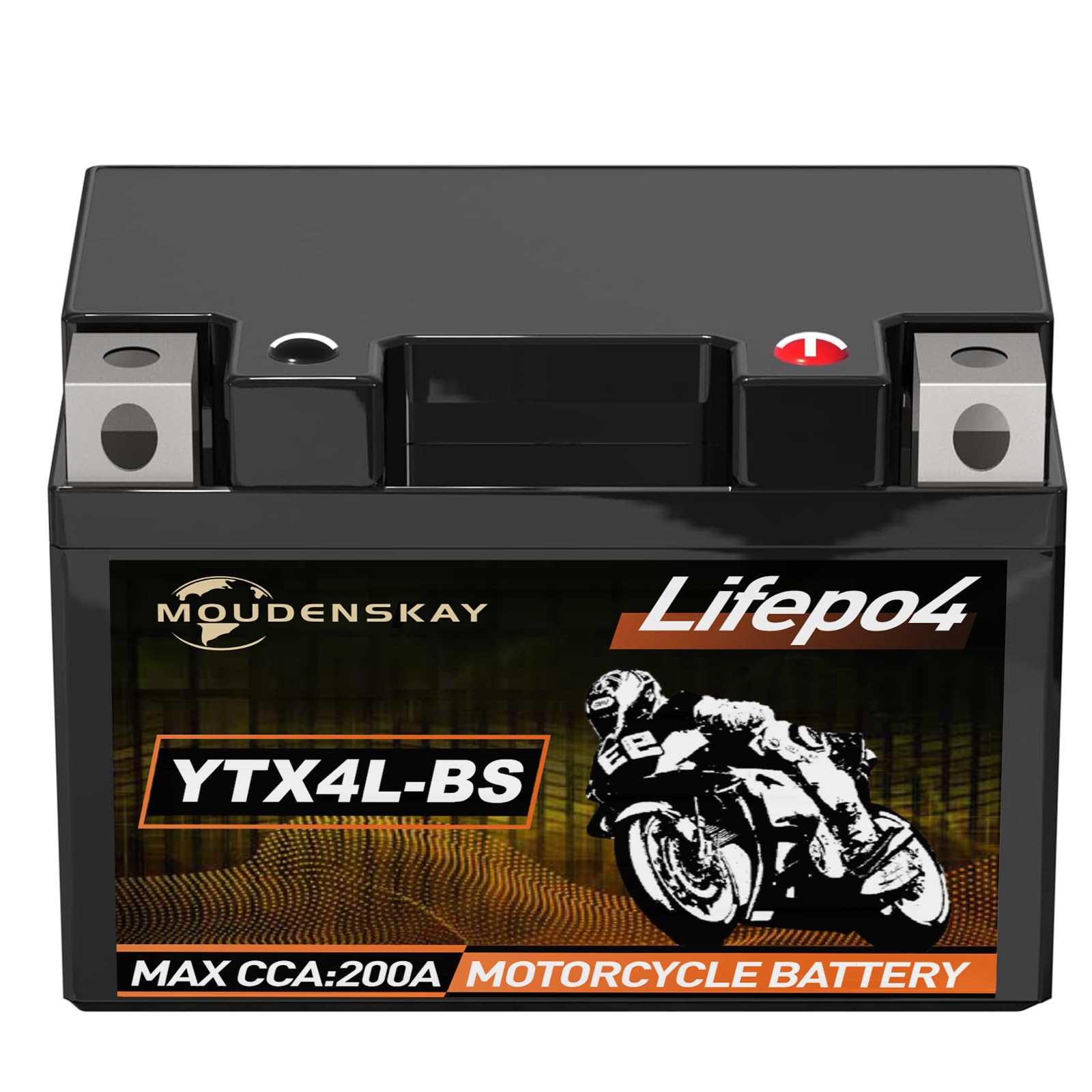 MOUDENSKAY Lithium Motorrad Batterie 12V Lithium Powersports Batterie mit BMS (YTX4L-BS 12.8V 2Ah 200A) LiFePO4 Motorrad Batterie Starterbatterien für Motorräder, ATV, UTV, Wasserfahrzeuge, etc von MOUDENSKAY