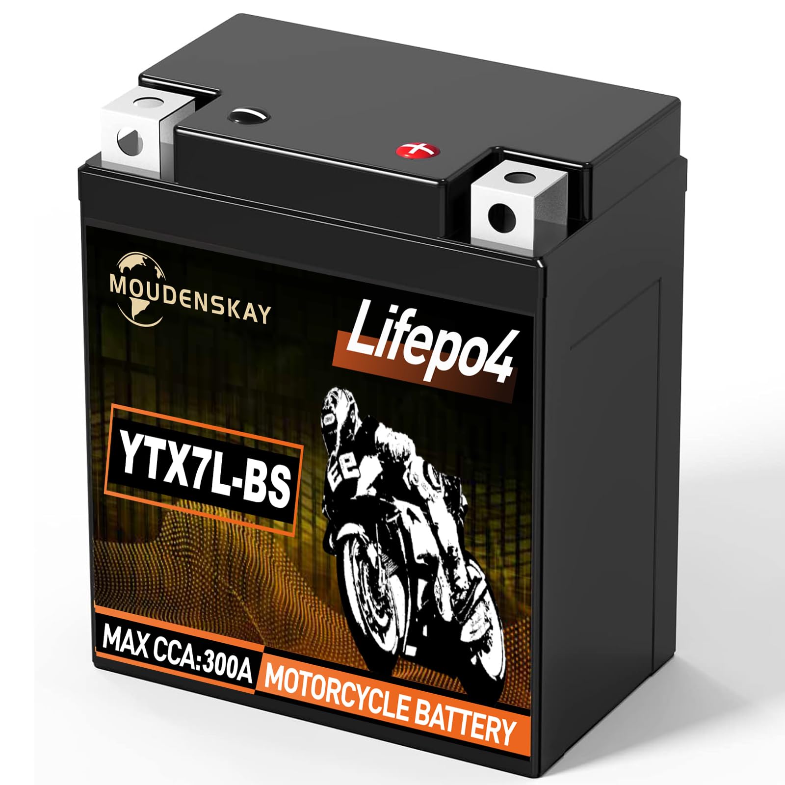 MOUDENSKAY Lithium Motorrad Batterie 12V Lithium Powersports Batterie mit BMS (YTX7L-BS 12.8V 3Ah 300A) LiFePO4 Motorrad Batterie Starterbatterien für Motorräder, ATV, UTV, Wasserfahrzeuge, etc von MOUDENSKAY