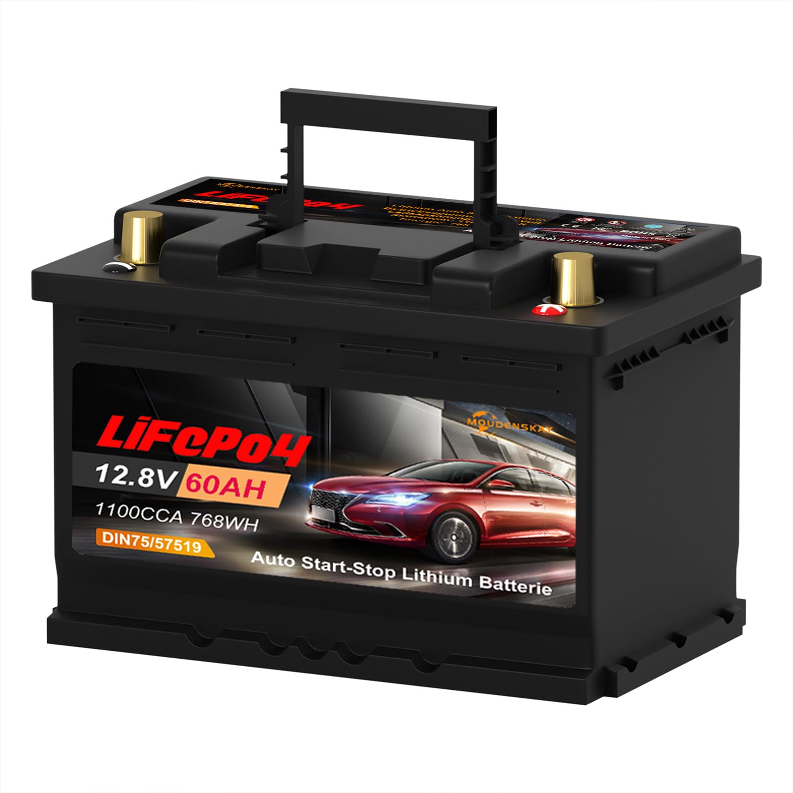 MOUDENSKAY lifepo4 Auto Starterbatterie 12V Autobatterie 60Ah CCA1100 Wiederaufladbare Auto Starter Lithium Batterie mit BMS Schutz,Anwendbare DIN75/57519/57217/AGM-H6-70/57069/20-72-L/R GROUP48 MOUDENSKAY lifepo4 Auto Starterbatterie 12V Autobatterie 60Ah CCA1100 Wiederaufladbare Auto Starter Lithium Batterie mit BMS Schutz,Anwendbare DIN75/57519/57217/AGM-H6-70/57069/20-72-L/R GROUP48 von MOUDENSKAY