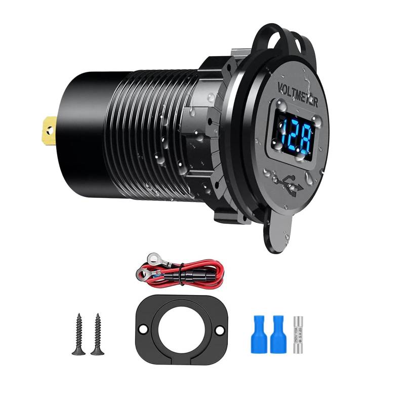 DC 12-24V 30W Dual USB Zigarettenanzünder Steckdose + Dual Typ C Schnellladegerät Ausgang LED Power Adapter von MOUDOAUER