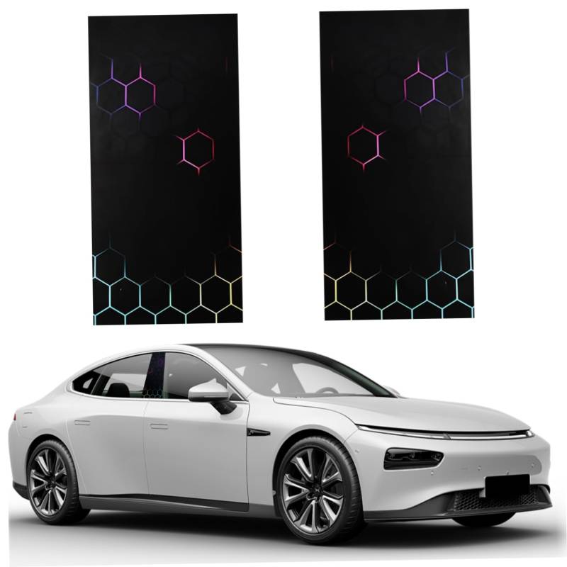 Aufkleber für die Mittelsäule des Autos, 2 Stück, Wabenmuster, 25, 4 x 50, 8 cm, PET-Aufkleber für Autosäulen, personalisierbar, dekorativer Autoaufkleber, Autotüraufkleber, Autosäulenaufkleber von MOUNTTU