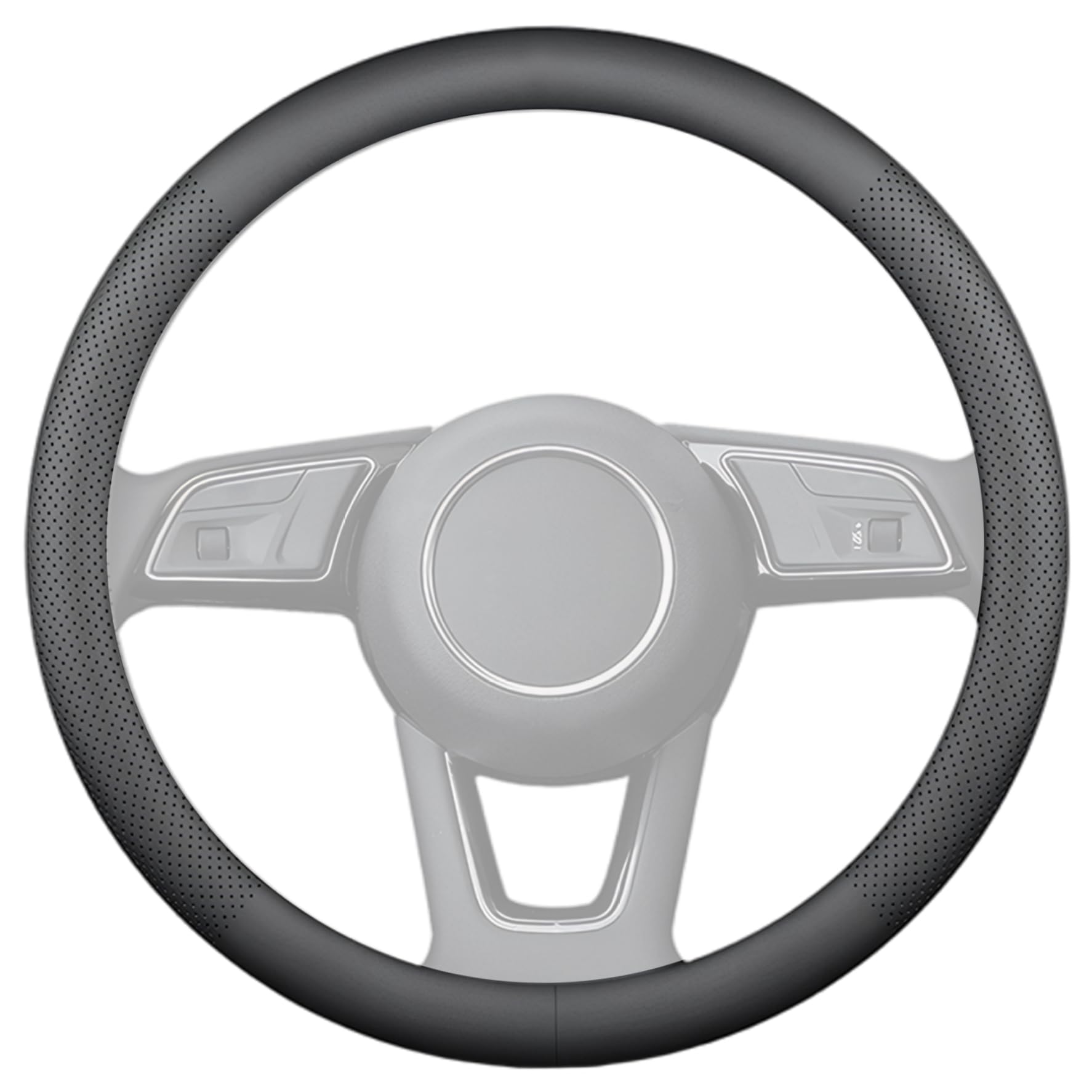 Auto-Lenkradbezug, ultradünn, atmungsaktiv, schweißabsorbierend, rutschfest, Leder, Ersatz-Lenkradbezug, Autozubehör, runde Form, 15 Zoll, schwarzer Auto-Lenkradbezug, ultradünn, atmungsaktiv, schweißabsorbierend, rutschfest, Leder, Ersatz-Lenkradbezug, Autozubehör, runde Form, 15 Zoll, schwarzer von MOUNTTU