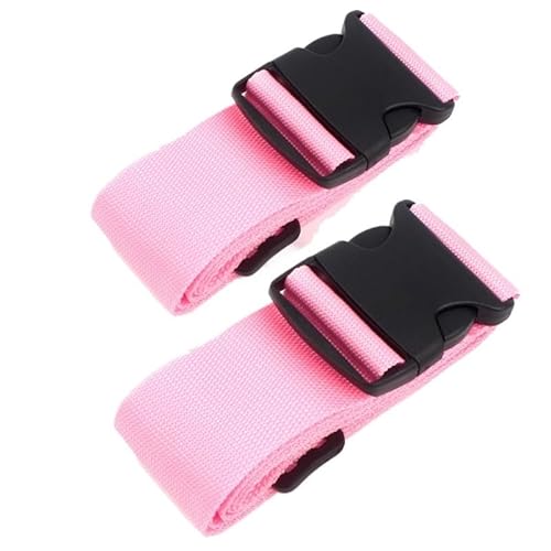 2 Stück Nylon-Gepäckgurt, verstellbar, Reisekoffer-Schnalle, Reisezubehör, Koffer, Verpackung, Sicherheitsgurt (rosa Riemen) von MOVDARL