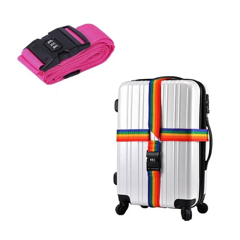 Cipher Lock Gepäckgurte, verstellbar, Reisekoffer-Schnalle, Gepäckgurt, Reisezubehör, Koffer, Verpackung, Sicherheitsgurte (rosaroter Riemen) von MOVDARL