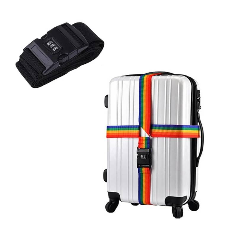 Cipher Lock Gepäckgurte, verstellbar, Reisekoffer-Schnalle, Gepäckgurt, Reisezubehör, Koffer, Verpackung, Sicherheitsgurte (schwarzer Riemen) von MOVDARL