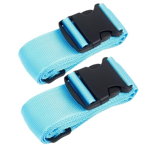 Gepäckgurt aus Nylon, verstellbar, für Reisekoffer, Gepäckgurt, Reisezubehör, Koffer, Verpackung, Sicherheitsgurt (blaue Riemen), 2 Stück von MOVDARL
