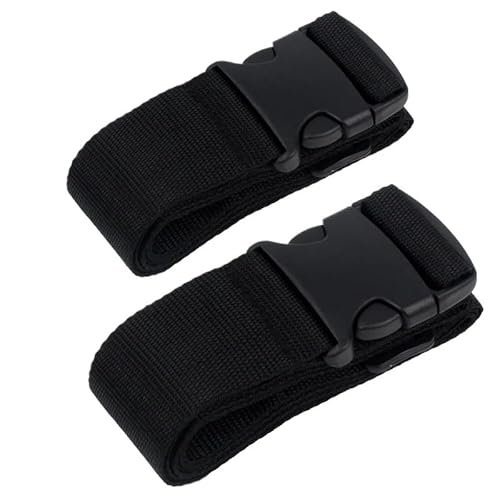 Gepäckgurt aus Nylon, verstellbar, für Reisekoffer, Gepäckgurt, Reisezubehör, Koffer, Verpackung, Sicherheitsgurt (schwarze Riemen), 2 Stück von MOVDARL