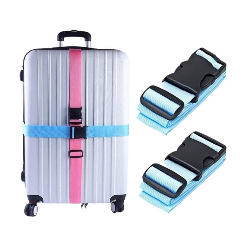 Verstellbarer Gepäckgurt, Reisezubehör, Kofferzubehör, fester Gürtel, Passwortgurte für 45,7 - 86,4 cm Koffer (2 Stück, hellblau) von MOVDARL