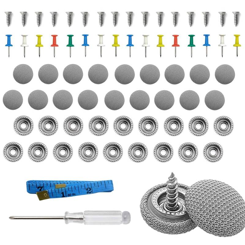 80 Stück Dachhimmel Reparatur Set, KFZ Reparatur Nieten, Universal Autohimmel Reparatur Set mit Stecknadeln Schraubendreher Maßband, Auto Dach Nieten für Alle Autos von MOVKZACV