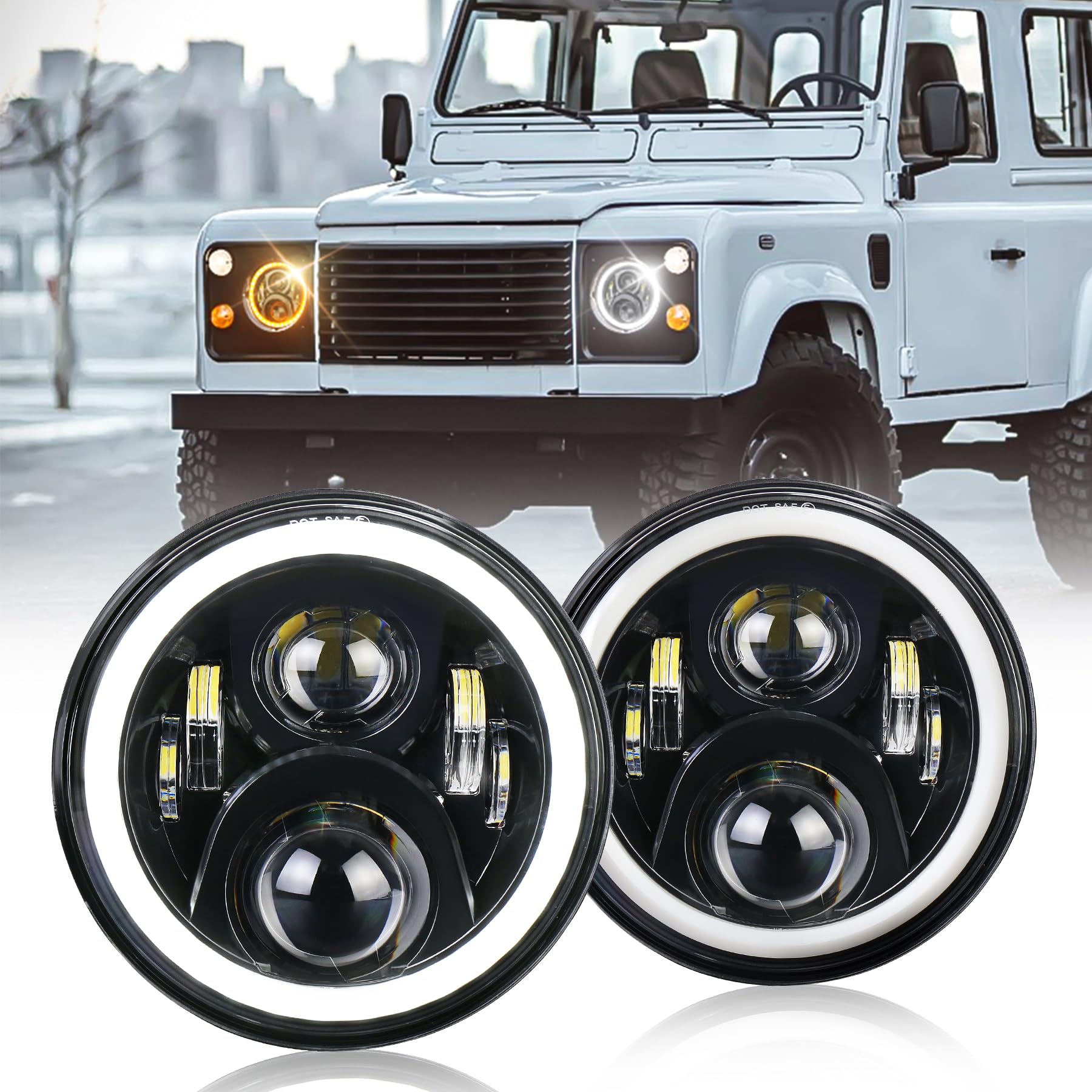 MOVOTOR 7 Zoll Scheinwerfer mit Halo Ring Winkel Augen Blinker Projektor Licht 7200ML Fernlicht Abblendlicht LED Scheinwerfer für Defender Jeep Wrangler TJ JK Hummer 2 Stueke MOVOTOR 7 Zoll Scheinwerfer mit Halo Ring Winkel Augen Blinker Projektor Licht 7200ML Fernlicht Abblendlicht LED Scheinwerfer für Defender Jeep Wrangler TJ JK Hummer 2 Stueke von MOVOTOR