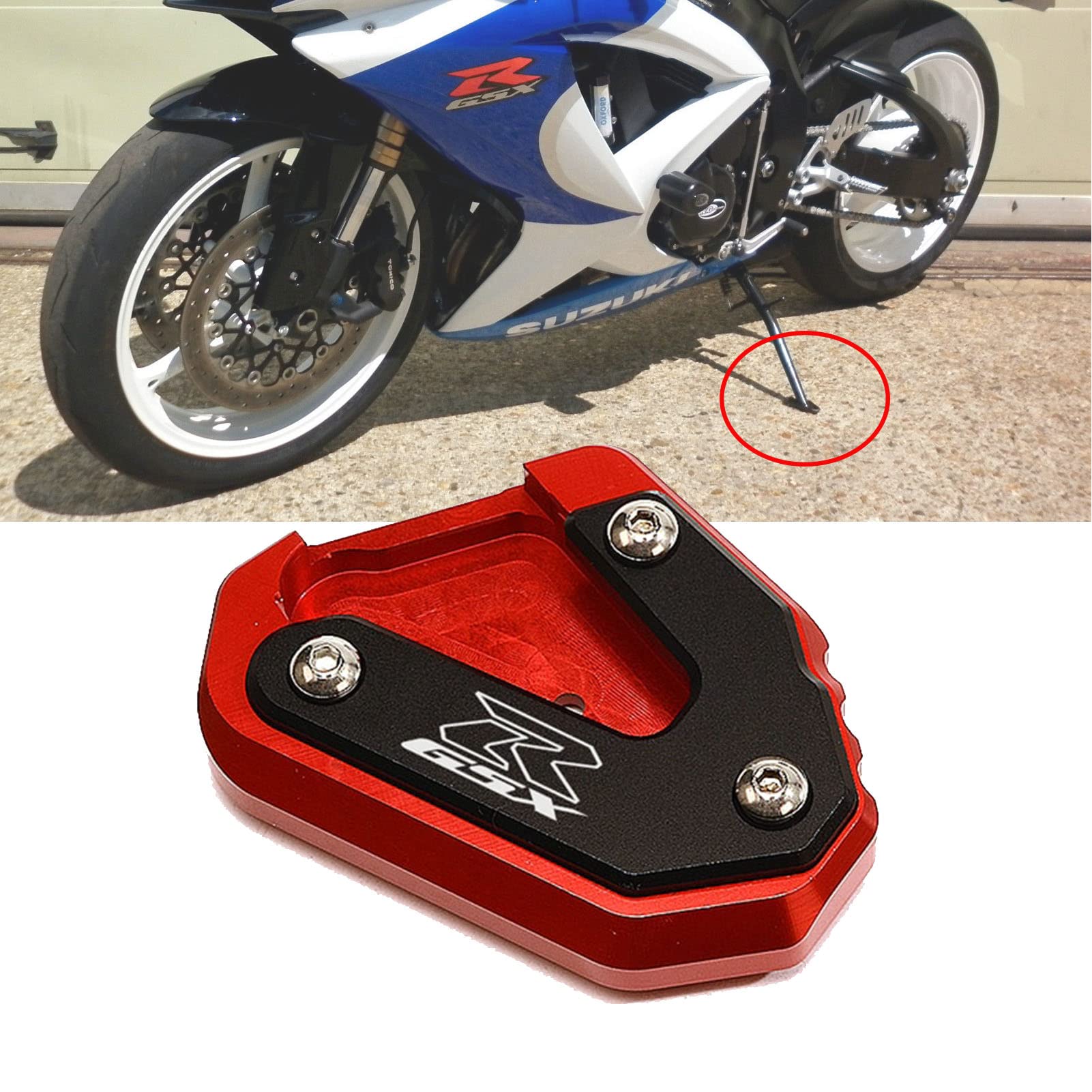 MOWOK Kickstand für Suzuki GSX-R 600 GSX-R 750 GSX-R 1000 R/X GSXR1000 Motorrad CNC Verlängerung Pad Stützplatte Fuß Seitenständer MOWOK Kickstand für Suzuki GSX-R 600 GSX-R 750 GSX-R 1000 R/X GSXR1000 Motorrad CNC Verlängerung Pad Stützplatte Fuß Seitenständer von MOWOK