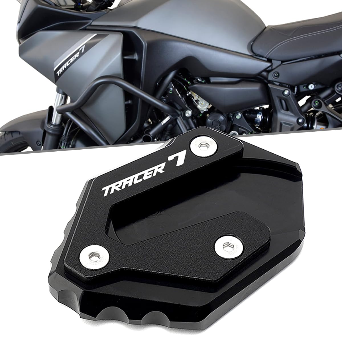 Motorrad-Seitenständer-Vergrößerung für TRACER7GT Tracer 7 GT 7GT tracer7 2021 2022 2023 Zubehör (Schwarz) von MOWOK