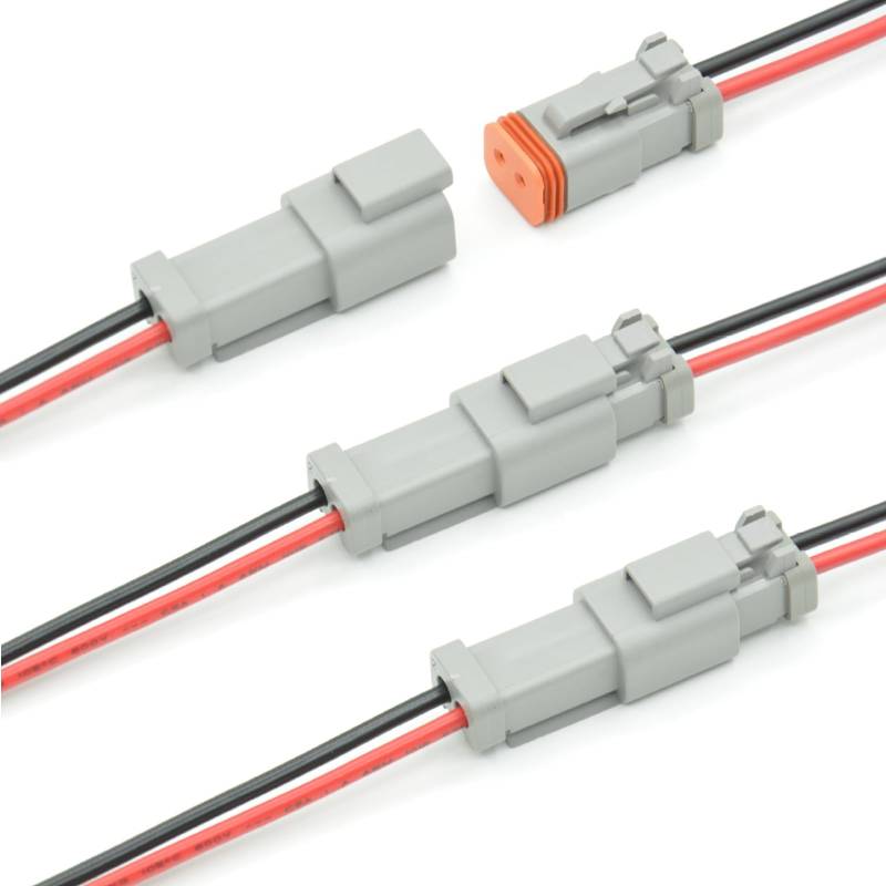 MOXRUQ Deutsch Dt 2-poliger Stecker und Buchse, 2-Wege-Steckverbinder-Set, 2-Wege-DT-Stecker, Kabelbaum mit 16 AWG-Kabeldraht, Auto-Elektrokabelverbinder, Kabelbaum für Auto, LKW, Boot, Grau, 3 Paar von MOXRUQ