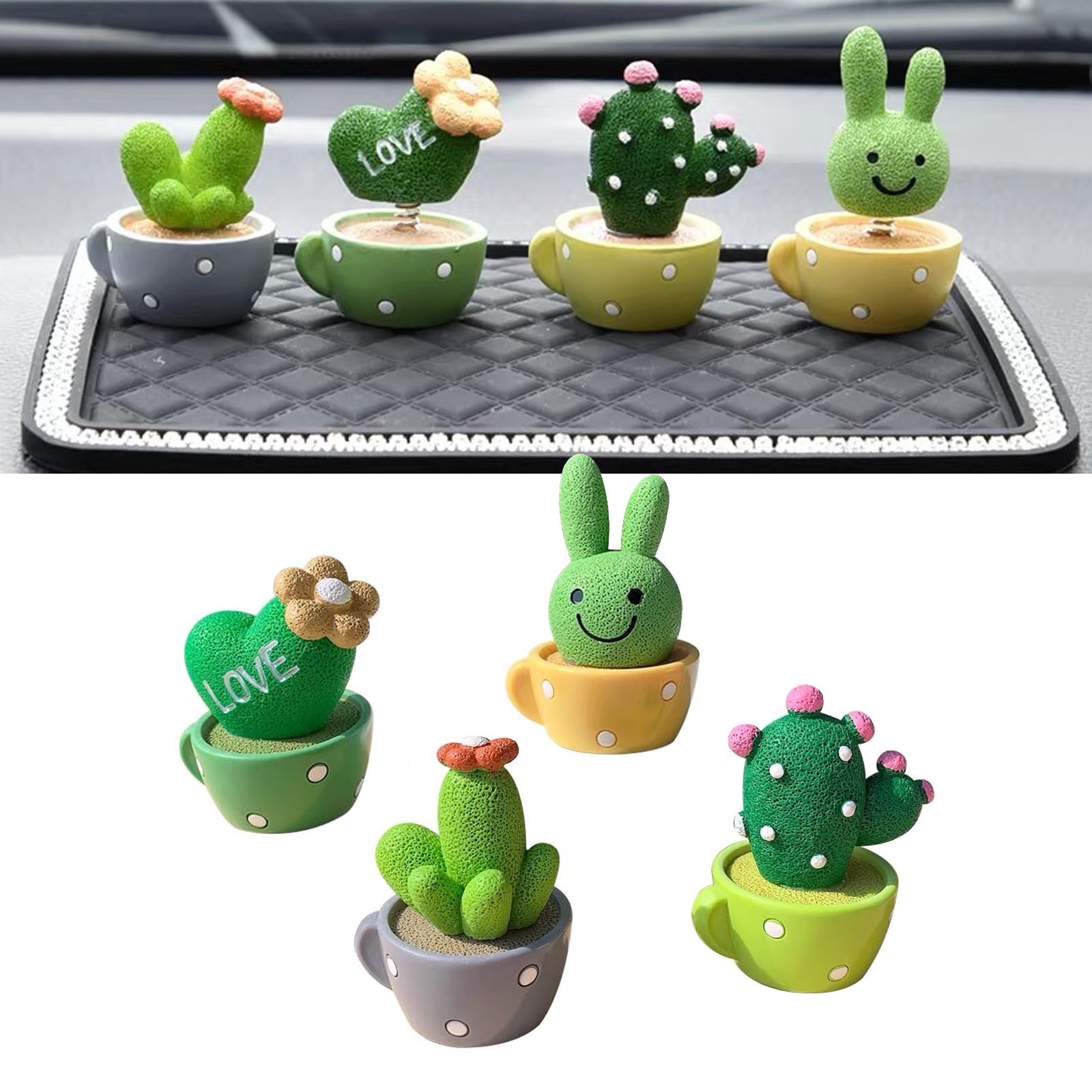 MOXRUQ Kleine Kaktus-Dekoration für Auto, Mini-Kaktus, Liebes-Hasen-Figuren, Auto-Dekoration, Mini-Topfpflanzen, Ornament, Armaturenbrett-Ornamente für Auto, Zuhause, Büro, Schreibtisch MOXRUQ Kleine Kaktus-Dekoration für Auto, Mini-Kaktus, Liebes-Hasen-Figuren, Auto-Dekoration, Mini-Topfpflanzen, Ornament, Armaturenbrett-Ornamente für Auto, Zuhause, Büro, Schreibtisch von MOXRUQ