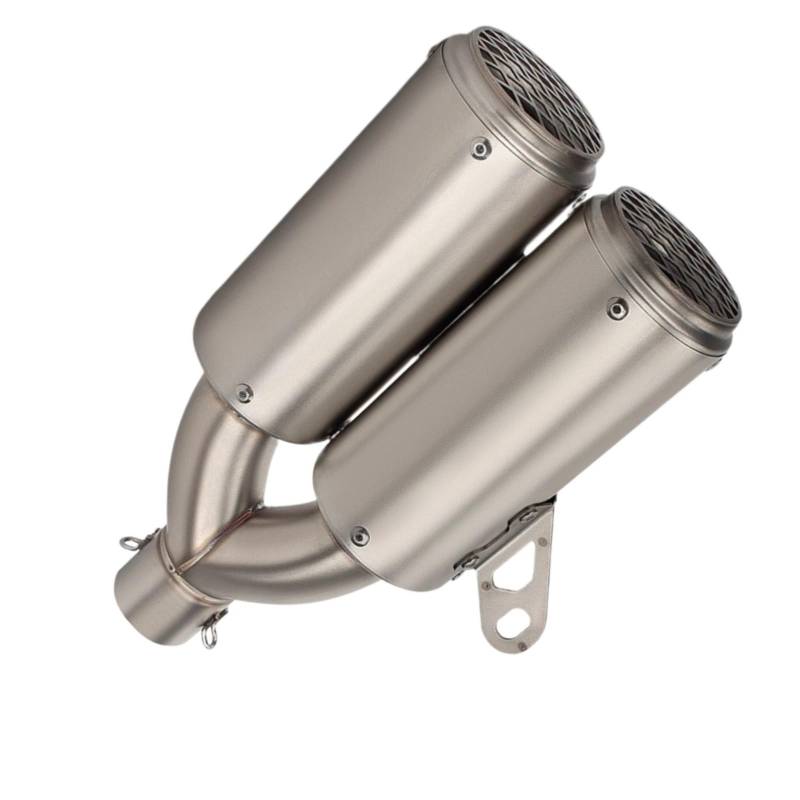 MOXSQFT Auspuff Mittelstück Kompatibel Mit F900XR Universal 51mm Motorradauspuff Doppelrohr Mit Netzschalldämpfer Motorradzubehör Auspuffrohr von MOXSQFT