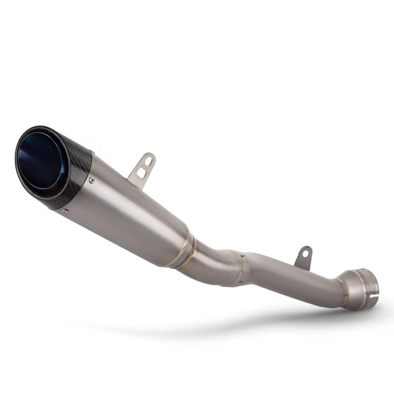 MOXSQFT Auspuff Mittelstück Kompatibel Mit Für ZX10R 2021 2022 2023 2024. Motorradauspuff-Modifizierer, Slip-On-Endrohr, Zweilagiger Carbon-Kopfschalldämpfer.(Type B) von MOXSQFT