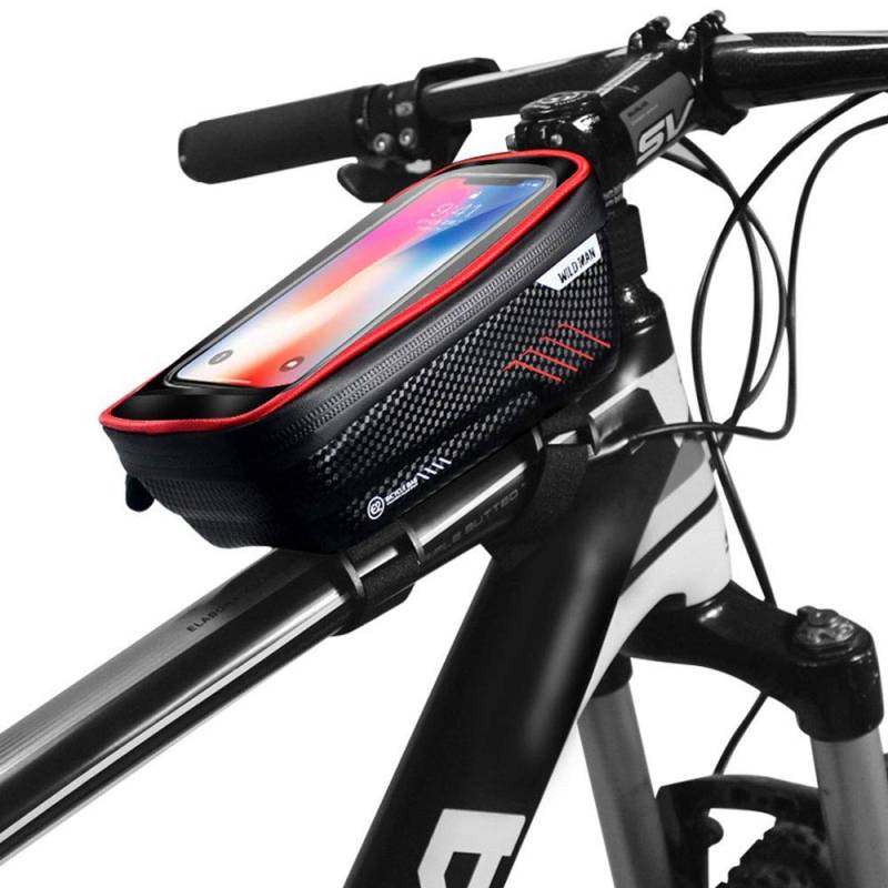 Fahrrad Rahmentasche, Wasserdicht Fahrradtasche Lenkertasche Handyhalterung Handyhalter Handytasche Oberrohrtasche für iPhone 11 Max Pro XS MAX XR X 8 7 6S 6 Plus Samsung Smartphones unter 6.2 Zoll von Guoml